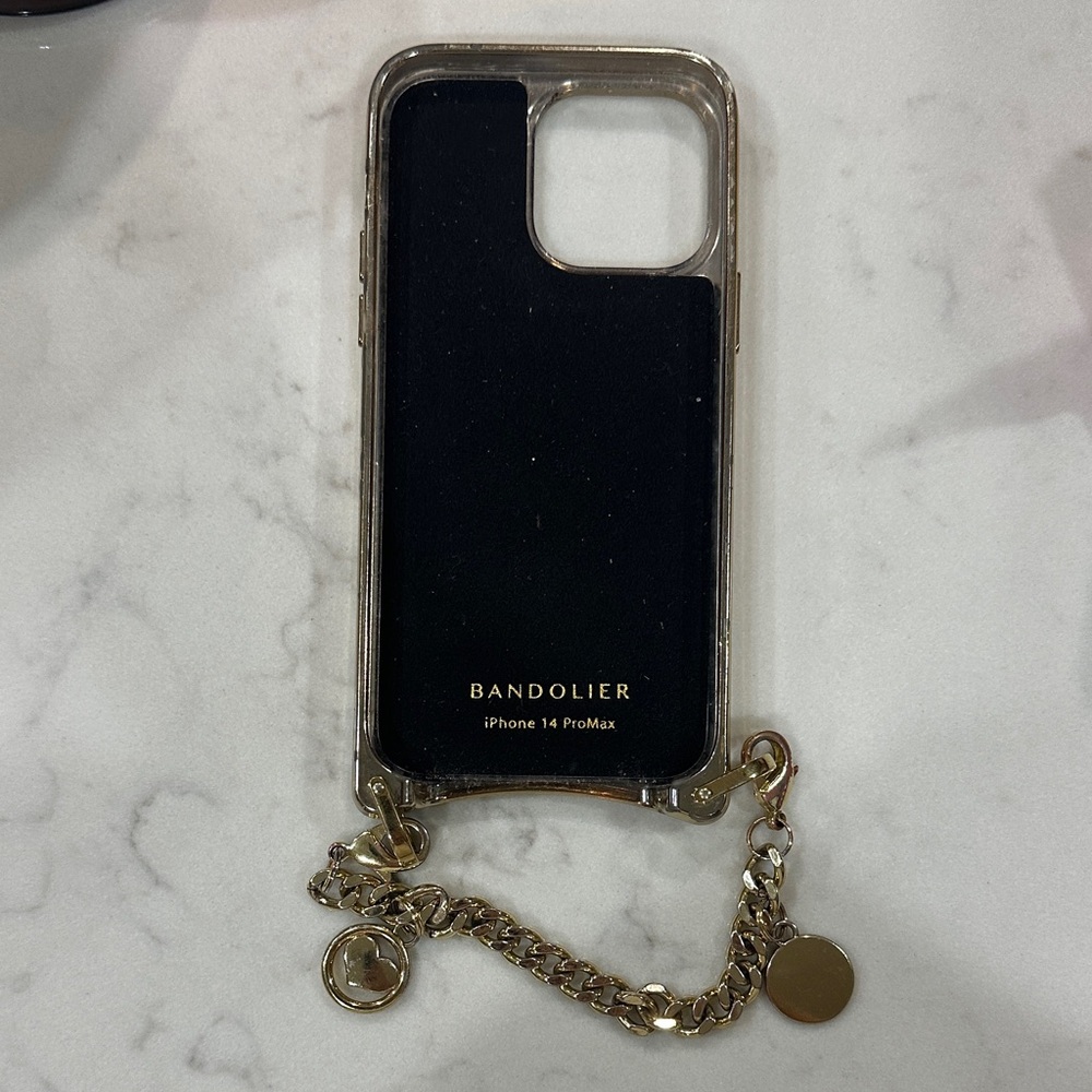 Bandolier Black and Gold iPhone 14 Pro Max Case with Chain